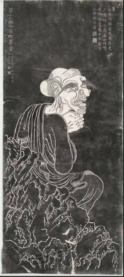An ink painting of an arhat