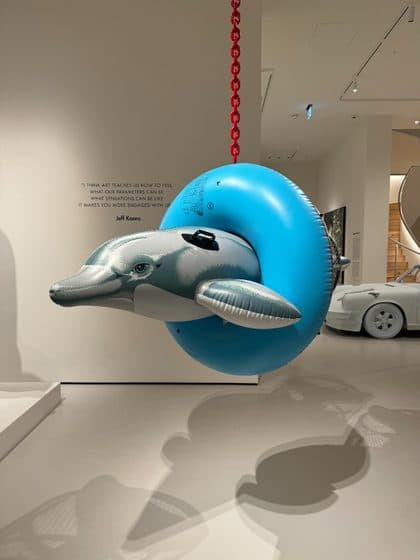 A Jeff Koons inflatable dolphin sculpture
