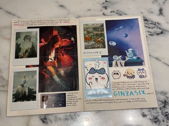 A scrapbook spread from a rainy day in Tokyo